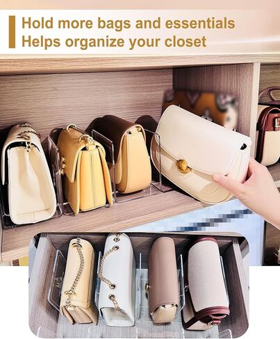 2-Pack Purse Organizers for Closet with 8 translucent Dustproof Storage Bags, Clear Acrylic 8-Slot Handbag Storage Shelf, No Assembly – Keeps Your Handbags Upright, Clear L in Saudi Arabia