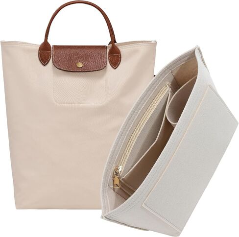 إدراج منظم المحفظة لحقيبة الظهر Longchamp Le Pliage M، مقسم حقيبة ظهر متوسطة الوزن وخفيفة الوزن مع حامل أكواب، بطانة داخلية للحقائب بسحاب مع 7 جيوب عميقة، M/ذهبي بني in Kuwait