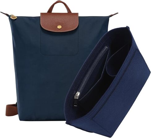 إدراج منظم المحفظة لحقيبة الظهر Longchamp Le Pliage M، مقسم حقيبة ظهر متوسطة الوزن وخفيفة الوزن مع حامل أكواب، بطانة داخلية للحقائب بسحاب مع 7 جيوب عميقة، M/ذهبي بني in Kuwait