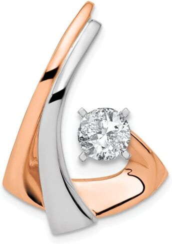 14K White and Rose Gold Omega Slide with Peg Fits up to 2mm, 6mm Reversible Pendant for Women (L- 1.26 Inch, W- 0.83 Inch), Two-tone, AFJ-QG-SL481-PK in Saudi Arabia