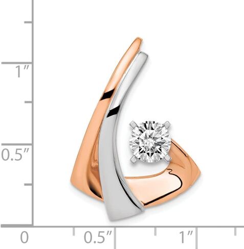 14K White and Rose Gold Omega Slide with Peg Fits up to 2mm, 6mm Reversible Pendant for Women (L- 1.26 Inch, W- 0.83 Inch), Two-tone, AFJ-QG-SL481-PK in Saudi Arabia