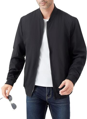 Men's Lightweight Bomber Jacket | Relaxed Fit Windbreaker for Spring & Fall, Casual Wear, Workouts, Dad/Family Gifts in Saudi Arabia