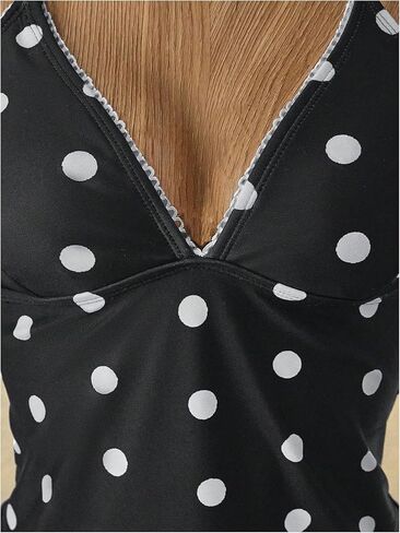 Verdusa Women's Halter Tankini Swimsuits 2 Piece Polka Dots Bikini Set Tie Backless Tops with Panty in Saudi Arabia