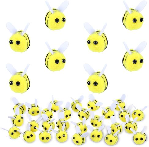 Ymapinc 28pcs Mini Wool Felt Bees for Crafts,Felt Animal Fake Bee for Clothing Hat Accessories Home Decoration DIY Projects in Kuwait