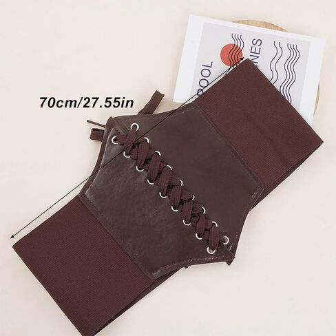 Elastic Costume Waist Belt Lace-up Tied Waspie Corset brown in Saudi Arabia