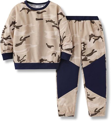 Ages 6-12 Boys Clothes Long Sleeve Hoodie Sweatsuits Tops and Pants Set Fall Winter Outfits 2Pcs kids clothing in Saudi Arabia