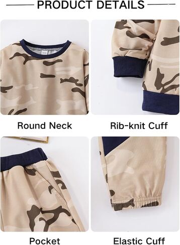 Ages 6-12 Boys Clothes Long Sleeve Hoodie Sweatsuits Tops and Pants Set Fall Winter Outfits 2Pcs kids clothing in Saudi Arabia