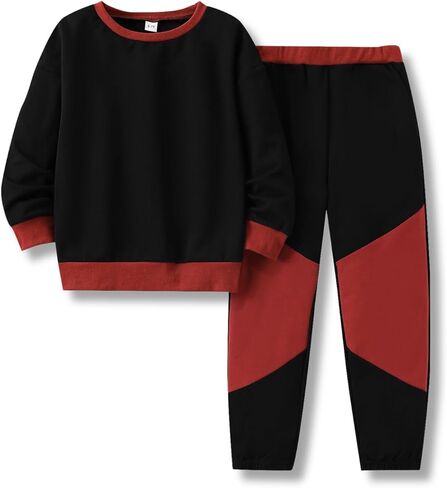 الأعمار 6-12 الأولاد ملابس طويلة الأكمام هوديي Sweatsuits بلوزات وسراويل مجموعة الخريف الشتاء وتتسابق 2 قطعة ملابس الاطفال in Kuwait