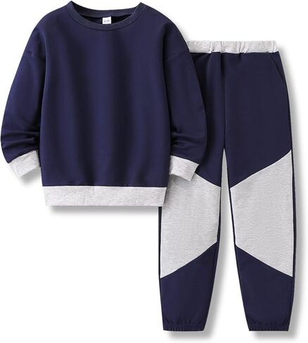 Ages 6-12 Boys Clothes Long Sleeve Hoodie Sweatsuits Tops and Pants Set Fall Winter Outfits 2Pcs kids clothing in Saudi Arabia