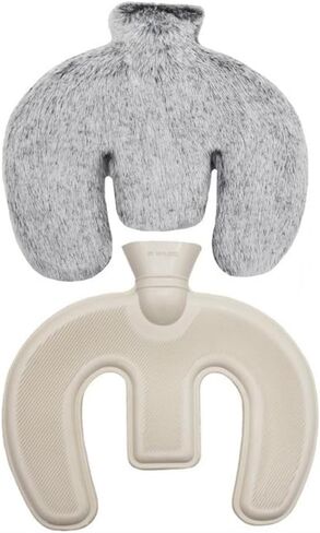 U Shaped Hot Water Bottle, Neck and Shoulder Hot Water Bottle,1L Hot Water Bag with Detachable Cover Soft Plush Neck Warmer,Warmer Hot/Cold Water Wrap Pillow (Pink) in Saudi Arabia