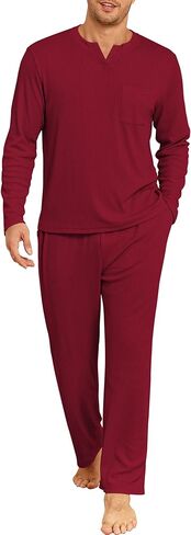 JiniGolla Mens Pajamas Set Soft Short Sleeve Top and Pant Loungewear Sets 2 Piece Pjs with Pockets in Saudi Arabia