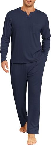 JiniGolla Mens Pajamas Set Soft Short Sleeve Top and Pant Loungewear Sets 2 Piece Pjs with Pockets in Saudi Arabia
