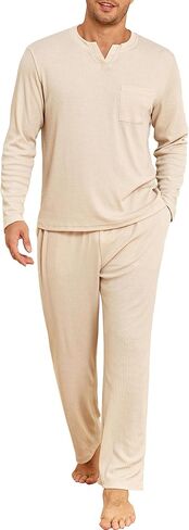 JiniGolla Mens Pajamas Set Soft Short Sleeve Top and Pant Loungewear Sets 2 Piece Pjs with Pockets in Saudi Arabia