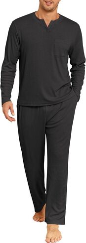JiniGolla Mens Pajamas Set Soft Short Sleeve Top and Pant Loungewear Sets 2 Piece Pjs with Pockets in Saudi Arabia