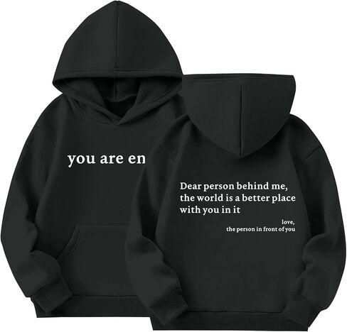 Dear Person Behind Me You Are Enough Hoodie for Girls Mental Health Inspirational Sweatshirt Cute Preppy Graphic Top in Saudi Arabia