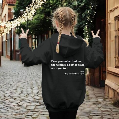 Dear Person Behind Me You Are Enough Hoodie for Girls Mental Health Inspirational Sweatshirt Cute Preppy Graphic Top in Saudi Arabia