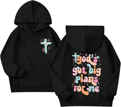 Christian Hoodies for Girls God Bible Verse Hoodie Kids Cute Sweatshirt Faith Hooded Sweatshirt Preppy Pullover Top in Saudi Arabia