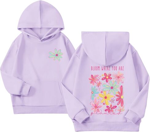 Girls Christian Flower Graphic Hoodie Kids Aesthetic Floral Inspirational Hoodies Cute Preppy Positive Sweatshirt in Saudi Arabia