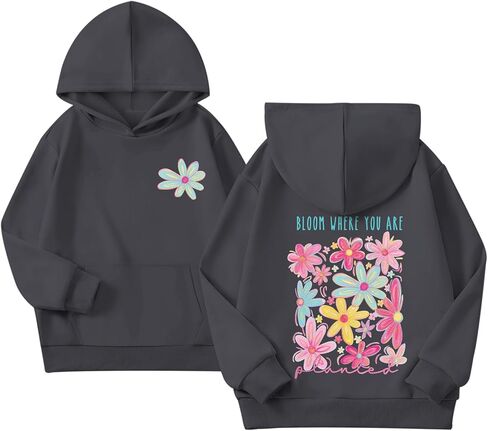 Girls Christian Flower Graphic Hoodie Kids Aesthetic Floral Inspirational Hoodies Cute Preppy Positive Sweatshirt in Saudi Arabia