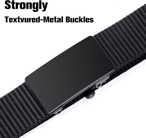 No Holes Ratchet Buckle Belt for Men, Adjustable Canvas Web Belt, Auto-Lock, One Size Fits All 30-46 Inch in Saudi Arabia