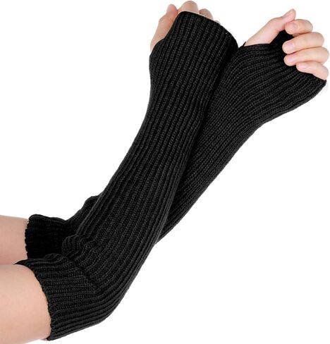 Lystaii Arm Warmers Women Long Sleeve Fingerless Gloves Y2K Knit Mitten Winter Arm Sleeves for Cool Girls Cute Kawaii Gloves in Saudi Arabia