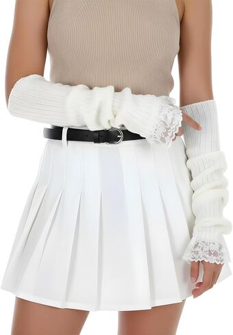 Arm Warmers, Long Kawaii Lace Sleeves White Harajuku Y2K Fashion Arm Covers for Women in Saudi Arabia