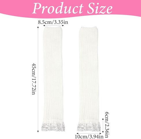 Arm Warmers, Long Kawaii Lace Sleeves White Harajuku Y2K Fashion Arm Covers for Women in Saudi Arabia