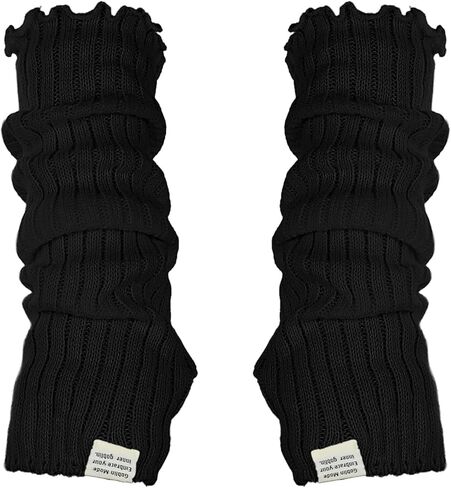 Black Arm Warmers Women Winter Long Black Cotton Fingerless Gloves Knit Mitten Elbow Length Gloves with Thumb Hole, Warm and Comfortable (Cotton) in Saudi Arabia