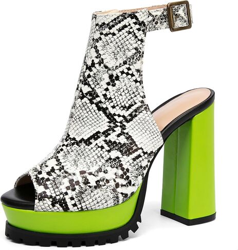 أحذية الكاحل المفتوحة للسيدات ، كعب بلوك مكتنزة ، العلوي من النايلون ، الجوارب الجوربية المنزلق in Kuwait