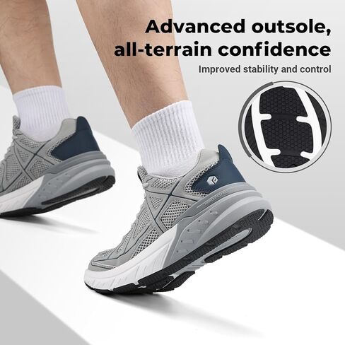 أحذية FitVille الرجالية للمشي بعرض واسع وسميكة، أحذية رياضية واسعة للغاية للرجال، أحذية نطاطية غير قابلة للانزلاق، أحذية رياضية للتمرين والجيم in Kuwait