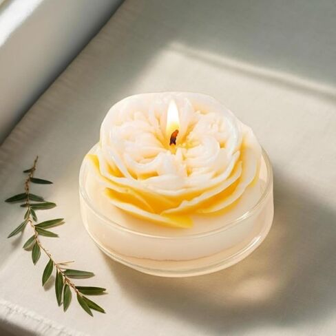Flower-Shaped Decorative Candles, Table Accent Candles for Celebrations, Events, Parties, and Home Display (White Peach Oolong) in Saudi Arabia