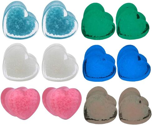 6Pcs(3pair) Glow in The Dark Acrylic Ear Tunnel Plug and Gauge Heart-Shaped Ear Expander Stretcher Ear Piercing Earring in Saudi Arabia