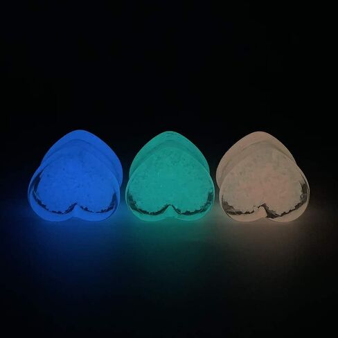 6Pcs(3pair) Glow in The Dark Acrylic Ear Tunnel Plug and Gauge Heart-Shaped Ear Expander Stretcher Ear Piercing Earring in Saudi Arabia