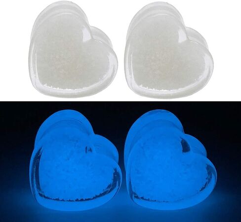 6Pcs(3pair) Glow in The Dark Acrylic Ear Tunnel Plug and Gauge Heart-Shaped Ear Expander Stretcher Ear Piercing Earring in Saudi Arabia