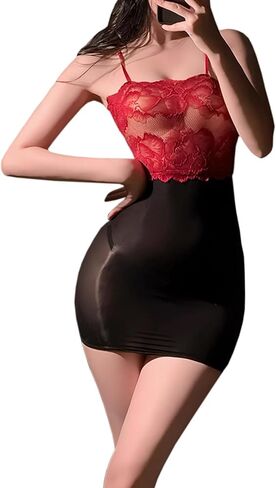 RUIBAVYA Women'S Bodystocking Sexy Lingerie Dress Oil Shiny Full Body Stocking Lingerie Bodysuit in Saudi Arabia