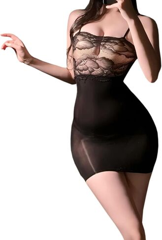 RUIBAVYA Women'S Bodystocking Sexy Lingerie Dress Oil Shiny Full Body Stocking Lingerie Bodysuit in Saudi Arabia