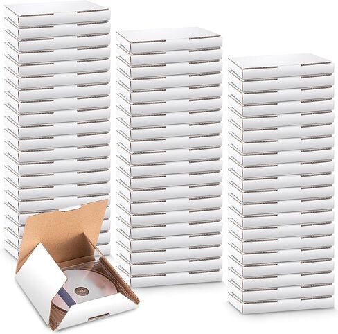 50 Pcs 5 5/8"l x 5"w x 7/16"h Cd Mailer Box Cd Shipping Boxes Corrugated Mailing Bags for Moving, Shipping, Storage, or Small Business Packaging, White in Saudi Arabia