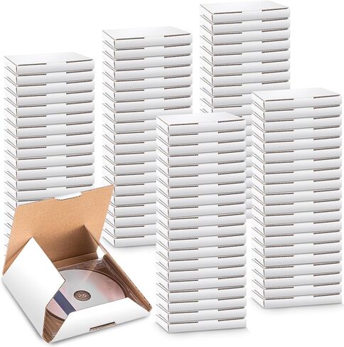 50 Pcs 5 5/8"l x 5"w x 7/16"h Cd Mailer Box Cd Shipping Boxes Corrugated Mailing Bags for Moving, Shipping, Storage, or Small Business Packaging, White in Saudi Arabia