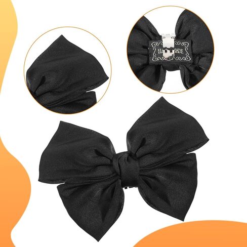 2 PCS Satin Bow Shoe Clips Detachable Elegant Bow Shoe Clips for Women Wedding Party Shoes Accessories Black Bows Decorations for Shoes, Bags, Hair in Saudi Arabia