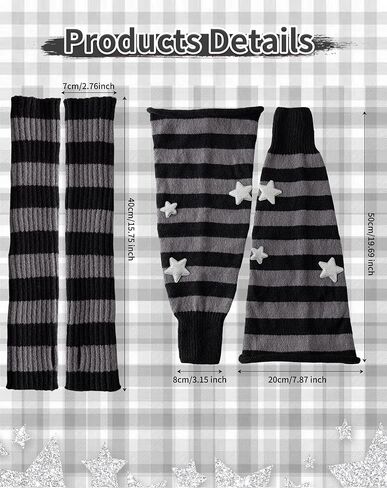 Yawlsow Arm and Leg Warmers for Women Girls Y2k Knit Leg Warmer Kawaii Lolita Goth Harajuku Streetwear Grunge Accessories in Saudi Arabia