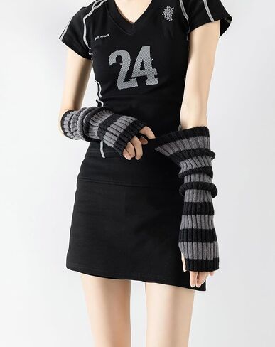 Yawlsow Arm and Leg Warmers for Women Girls Y2k Knit Leg Warmer Kawaii Lolita Goth Harajuku Streetwear Grunge Accessories in Saudi Arabia