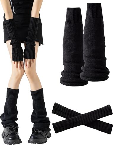 Yawlsow Arm and Leg Warmers for Women Girls Y2k Knit Leg Warmer Kawaii Lolita Goth Harajuku Streetwear Grunge Accessories in Saudi Arabia