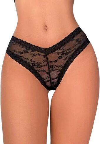 الدانتيل سيور مثير سراويل صفيق للنساء ثونغ الدانتيل متقاطع الملابس الداخلية عالية المرونة لينة سراويل 1-5 حزمة in Kuwait