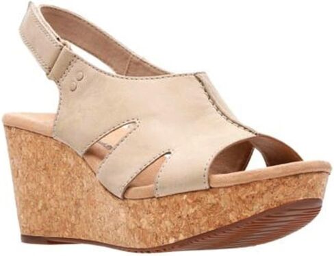 Clarks Womens Annadel Bari Wedges Sandals ، Sand Nubuck ، 12 Wide US in Kuwait