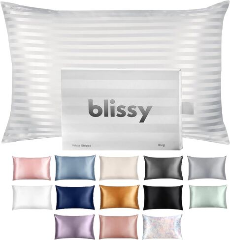 Blissy Silk Pillowcase - 100% Pure Mulberry Silk - 22 Momme 6A High-Grade Fibers - Silk Pillow Cover for Hair & Skin - Regular, Queen & King with Hidden Zipper (Standard, Pink) in Kuwait