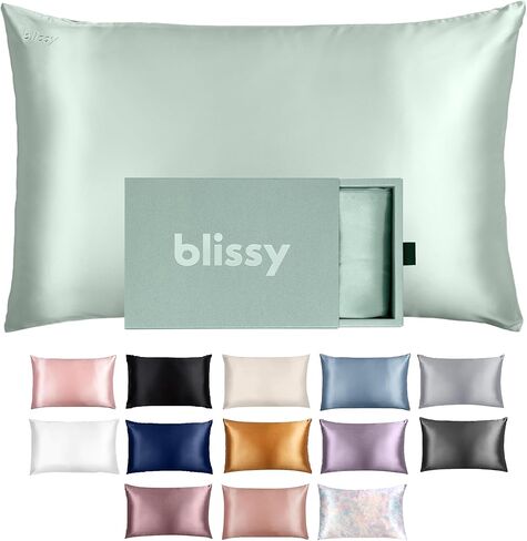 Blissy Silk Pillowcase - 100% Pure Mulberry Silk - 22 Momme 6A High-Grade Fibers - Silk Pillow Cover for Hair & Skin - Regular, Queen & King with Hidden Zipper (Standard, Pink) in Kuwait