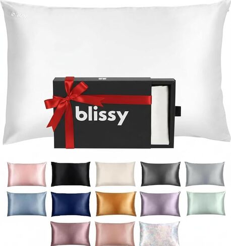 Blissy Silk Pillowcase - 100% Pure Mulberry Silk - 22 Momme 6A High-Grade Fibers - Silk Pillow Cover for Hair & Skin - Regular, Queen & King with Hidden Zipper (Standard, Pink) in Kuwait