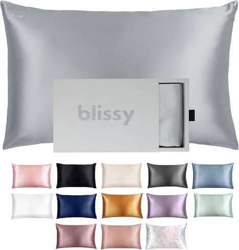 Blissy Silk Pillowcase - 100% Pure Mulberry Silk - 22 Momme 6A High-Grade Fibers - Silk Pillow Cover for Hair & Skin - Regular, Queen & King with Hidden Zipper (Standard, Pink) in Kuwait