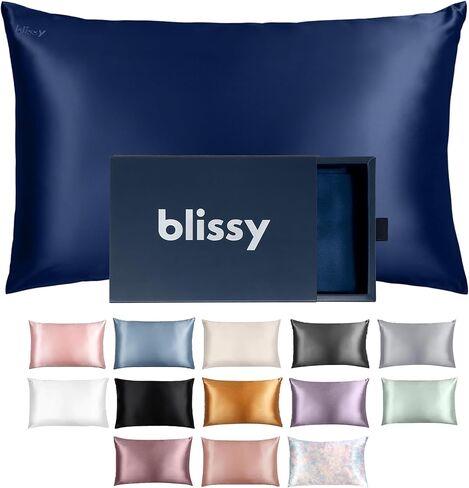 Blissy Silk Pillowcase - 100% Pure Mulberry Silk - 22 Momme 6A High-Grade Fibers - Silk Pillow Cover for Hair & Skin - Regular, Queen & King with Hidden Zipper (Standard, Pink) in Kuwait