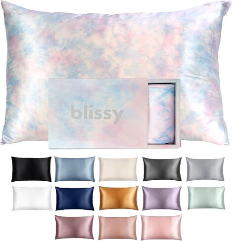 Blissy Silk Pillowcase - 100% Pure Mulberry Silk - 22 Momme 6A High-Grade Fibers - Silk Pillow Cover for Hair & Skin - Regular, Queen & King with Hidden Zipper (Standard, Pink) in Kuwait